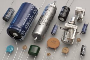 Collection of different types of capacitors
