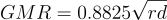 For two-conductor bundle with distance d between the conductors, GMR