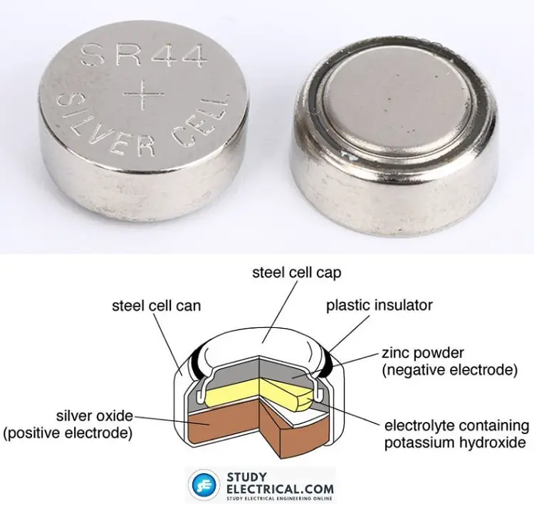 Silver oxide minature cell battery