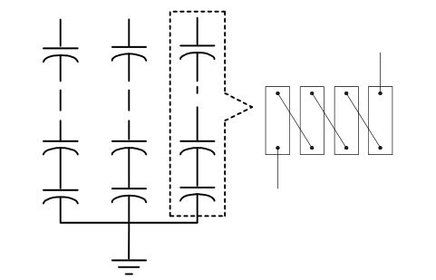 Fuseless shunt capacitor bank and series string